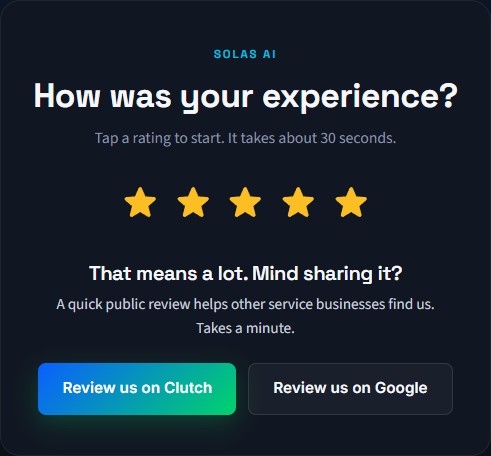 Gated review request routing happy clients to public reviews